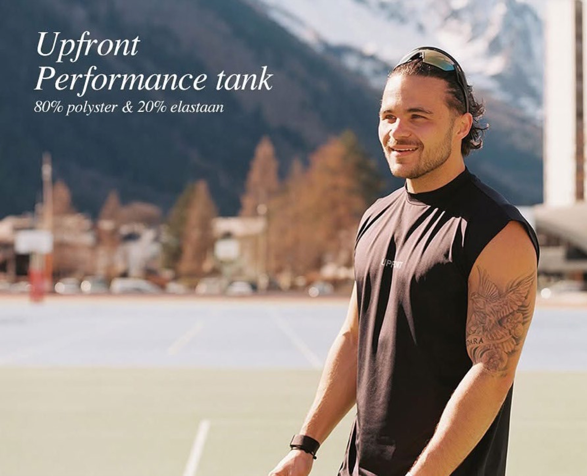 Upfront Performance Tank in mountain landscape